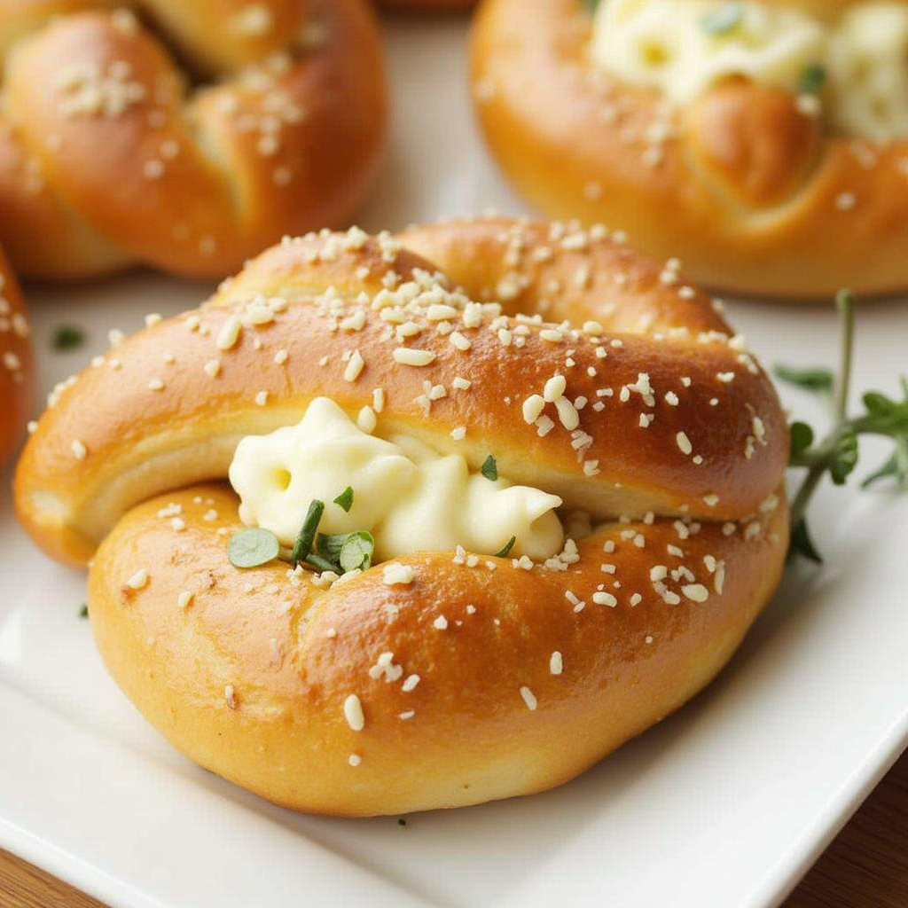 Rosemary Parmesan Soft Pretzels Stuffed with Mozzarella