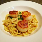 creamy tuscan spaghetti with jumbo scallops