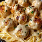 Creamy Parmesan Chicken Meatballs with Pasta Recipe