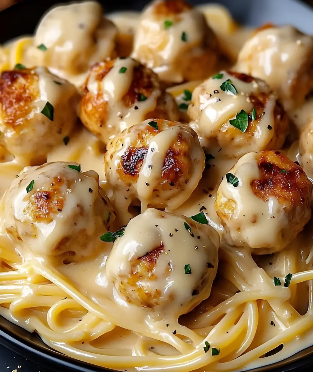 Creamy Parmesan Chicken Meatballs with Pasta Recipe