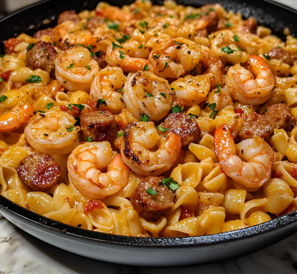 Easy Garlic Butter Shrimp and Sausage Pasta Recipe